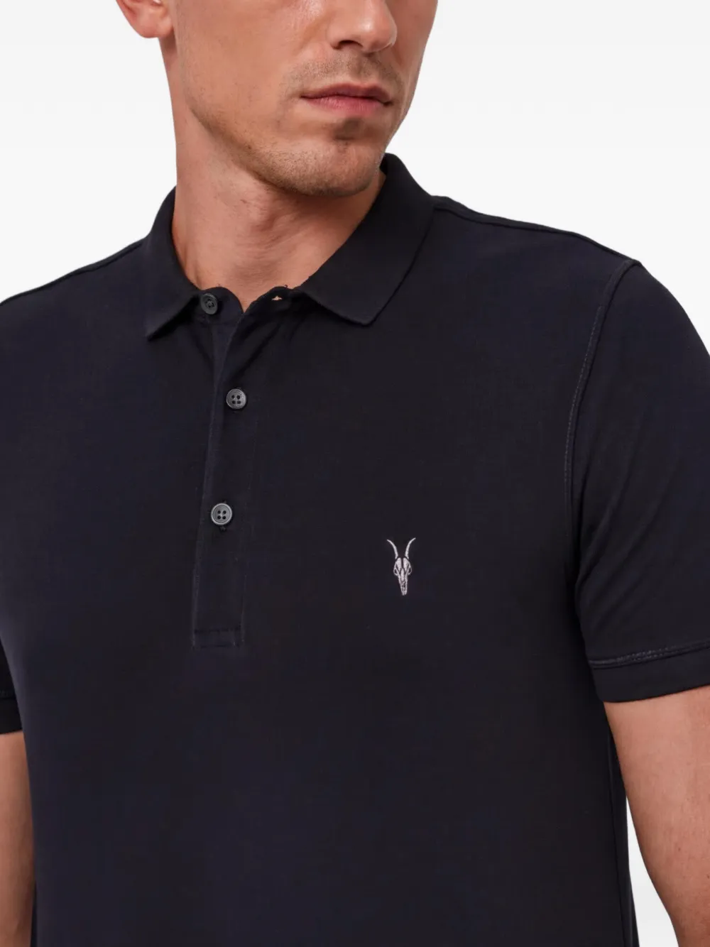 AllSaints Ramskull poloshirt met borduurwerk Zwart