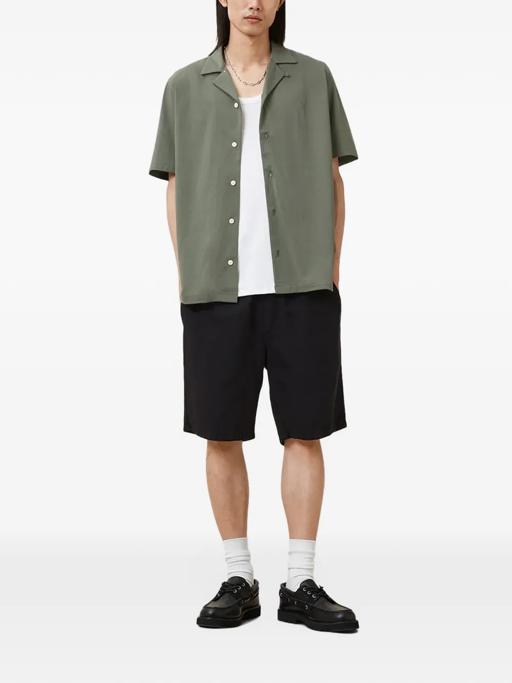 AllSaints Hudson relaxed-fit cotton shirt Groen