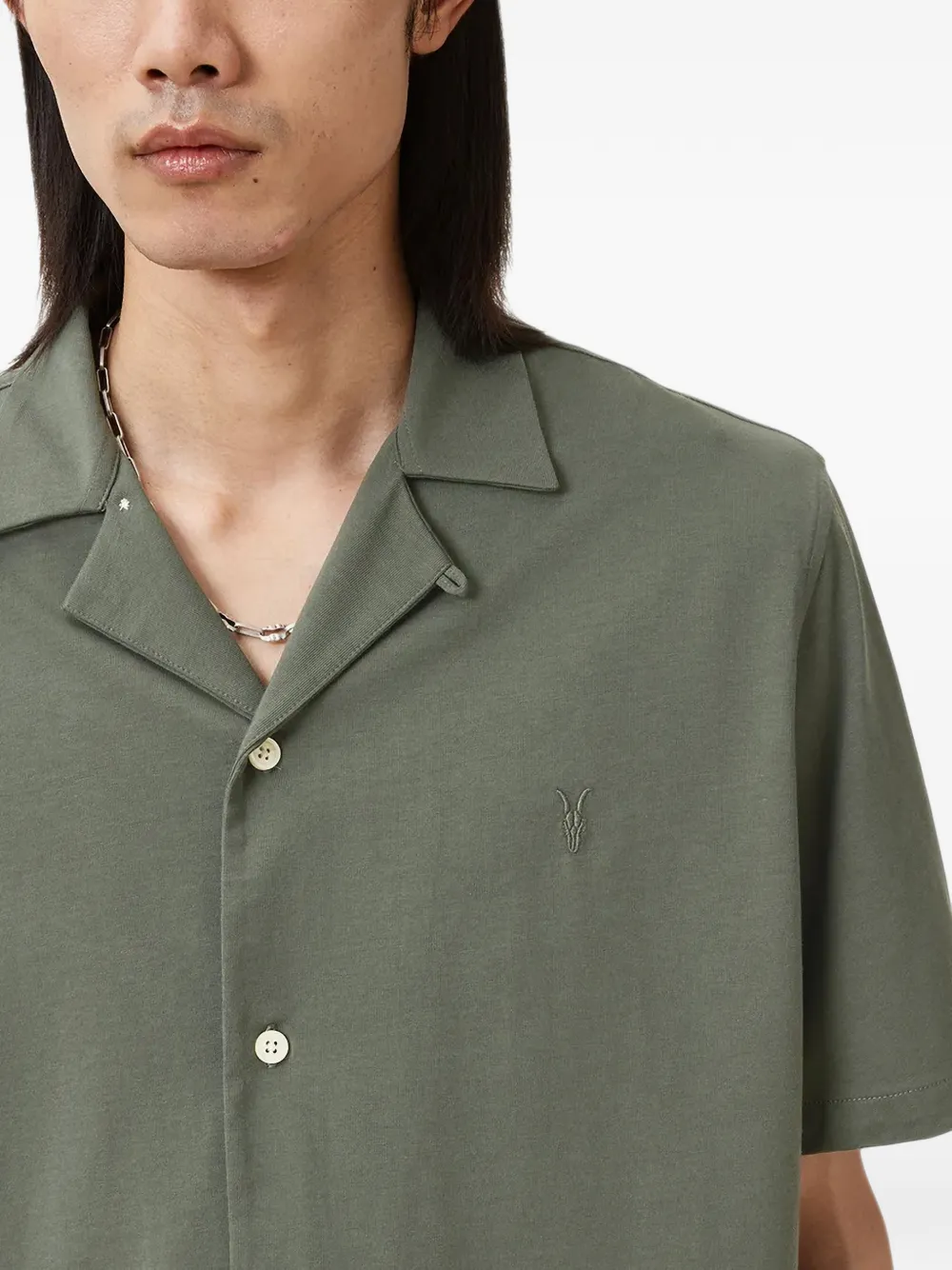 AllSaints Hudson relaxed-fit cotton shirt Groen