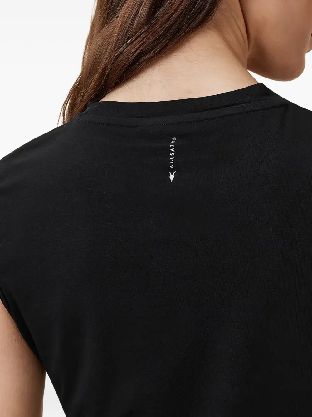 AllSaints West mouwloze top met ruches Zwart