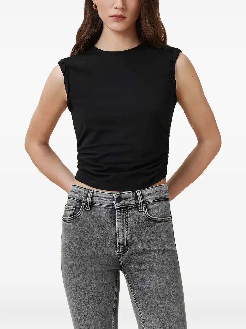 AllSaints West ruched sleeveless top - Nero