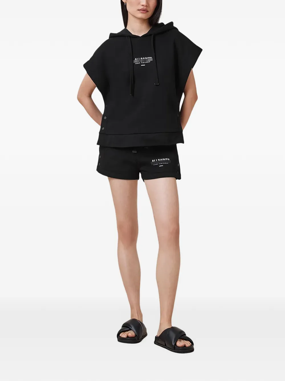 AllSaints Sorri cotton sweat shorts Zwart