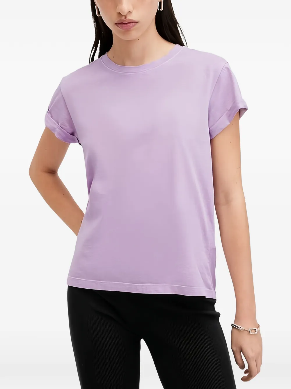 AllSaints Anna cuffed T-shirt - Viola