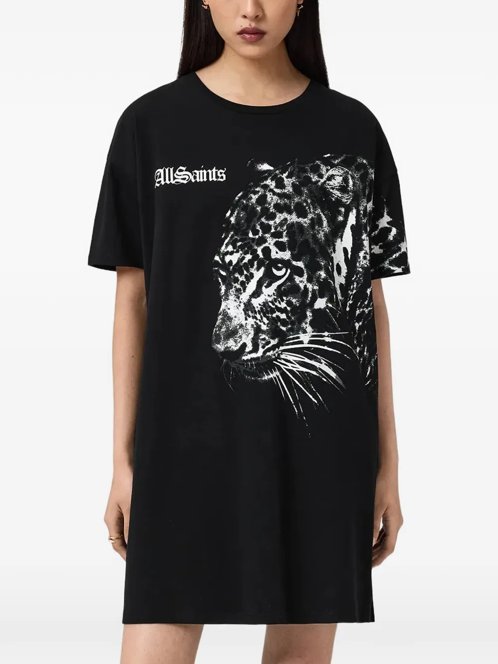 AllSaints leopard print T-shirt dress - Nero