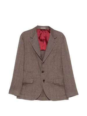 Brunello Cucinelli ハウンドトゥース リネンジャケット | ブラウン