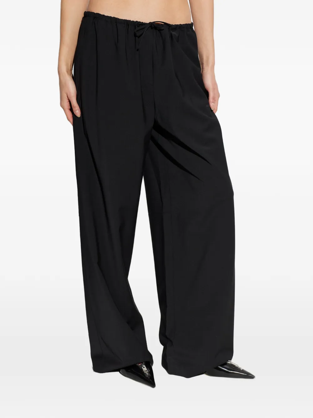 Alexander Wang Broek met trekkoordsluiting en logodetail Zwart