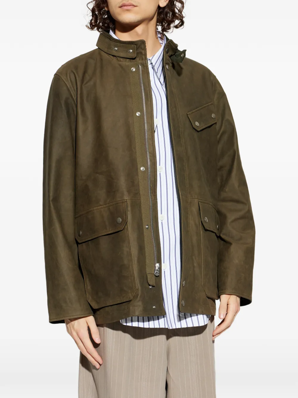  Rag & Bone Pocket Suede Jacket - Green 