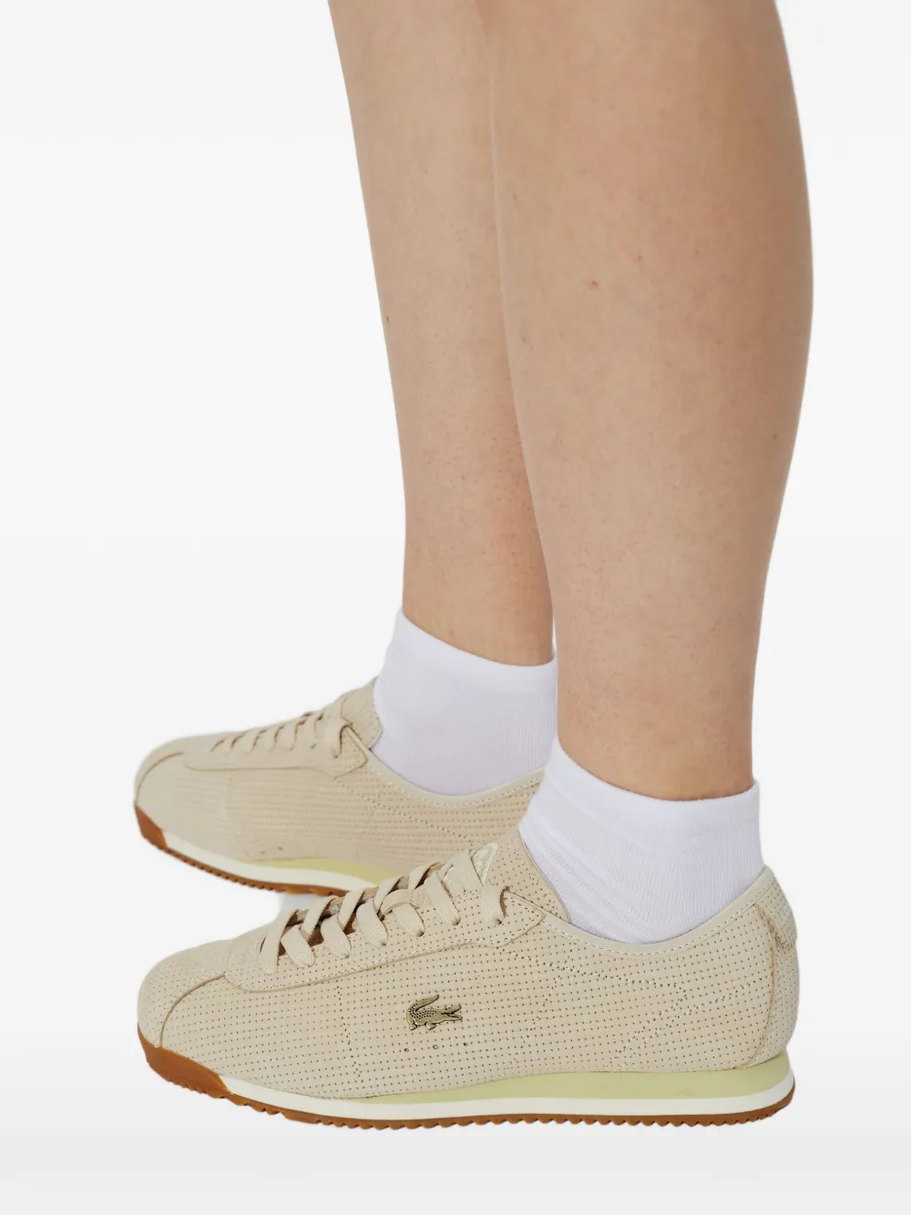 Lacoste Sneakers met geperforeerd logo Beige