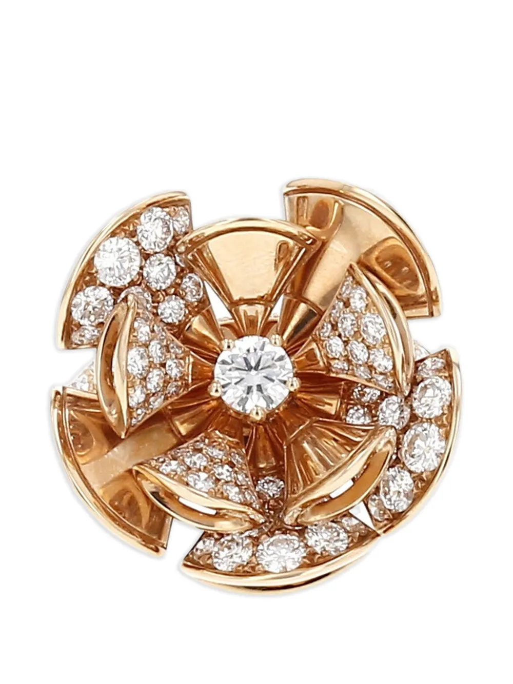 Bvlgari Pre-Owned Diamond Flower Pink Gold Ring - Rosa