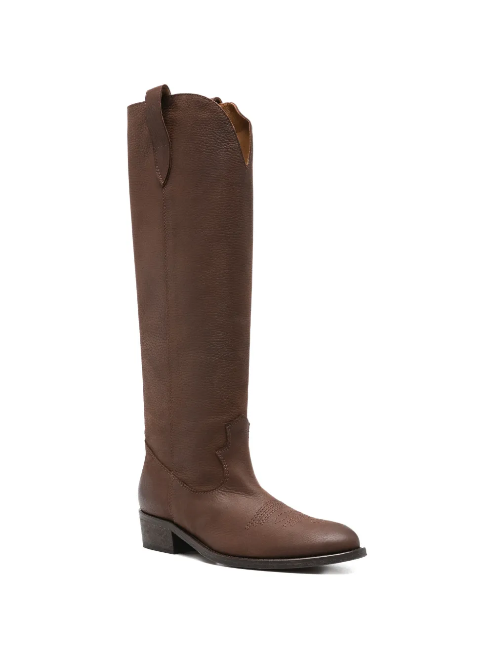 Via Roma 15 Knielaarzen met borduurwerk Bruin