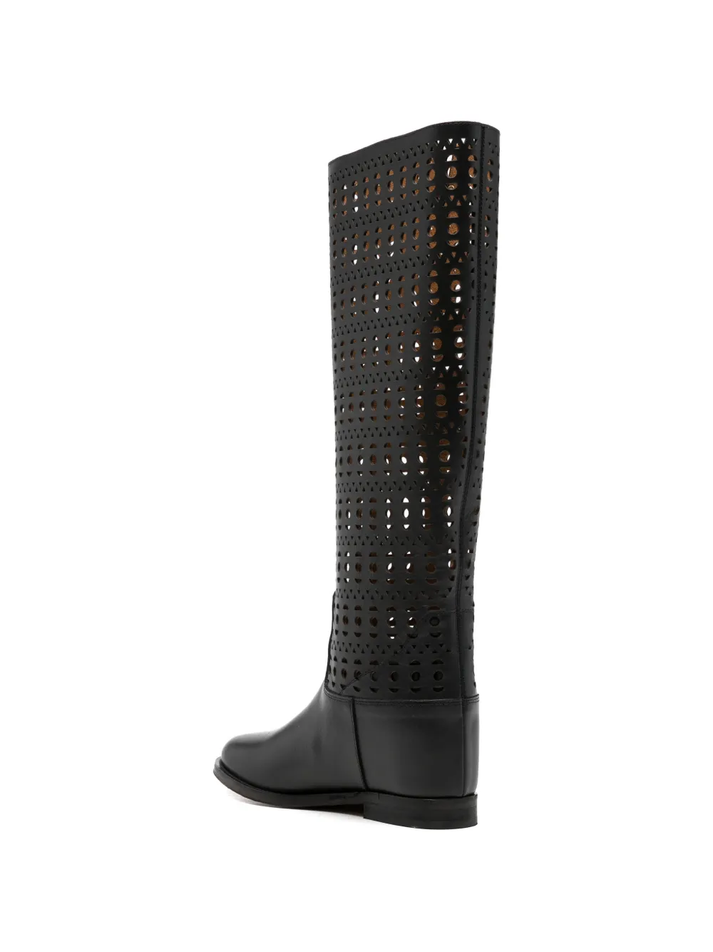 Via Roma 15 cutout-detail leather boots Zwart
