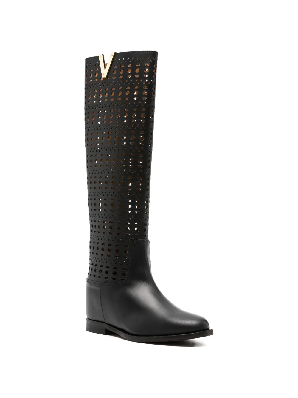 Via Roma 15 cutout-detail leather boots Zwart