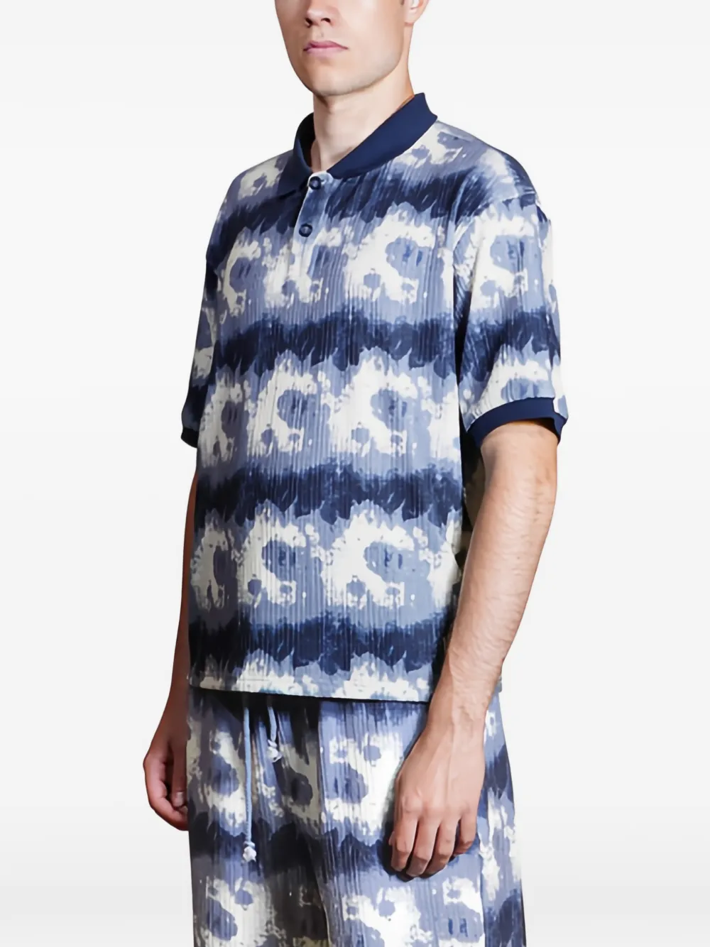 Pattern Short-Sleeve Polo Shirt