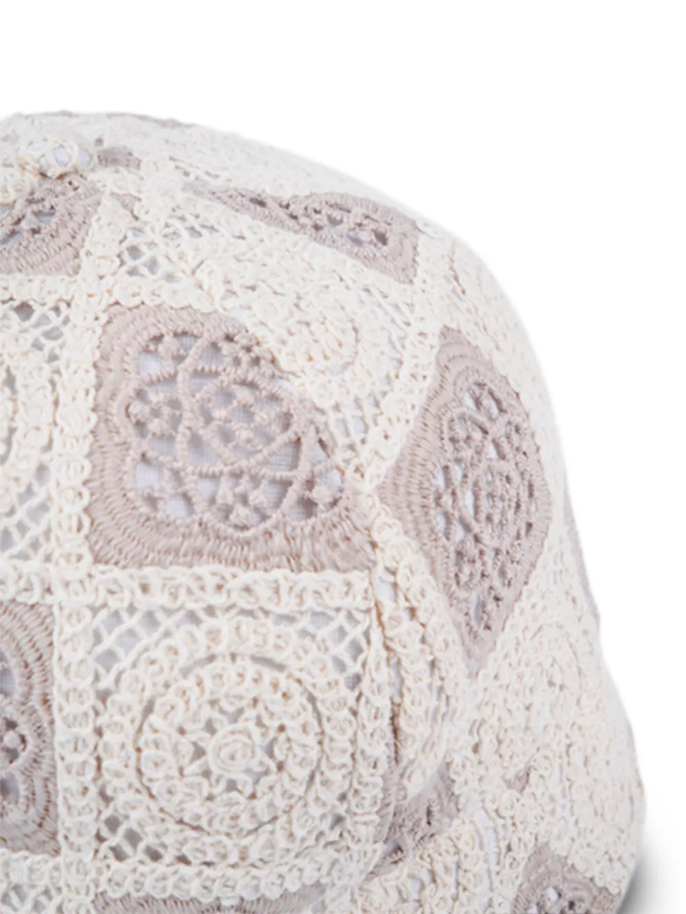  Maison Hideout Flower Pattern Crochet Hat - White 