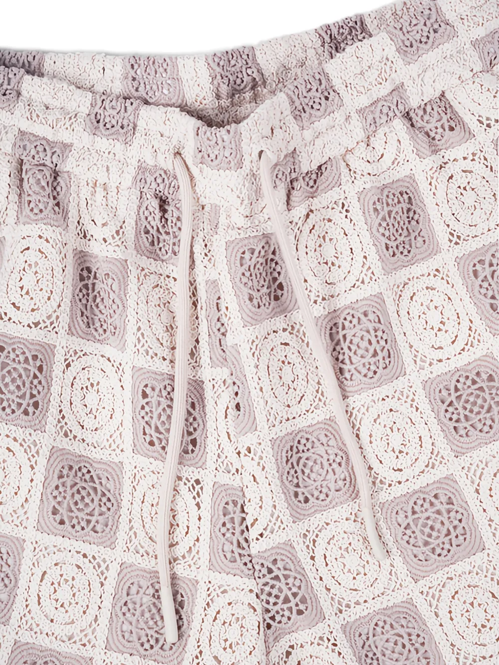 Maison hideout Gehaakte shorts met bloemenprint Beige