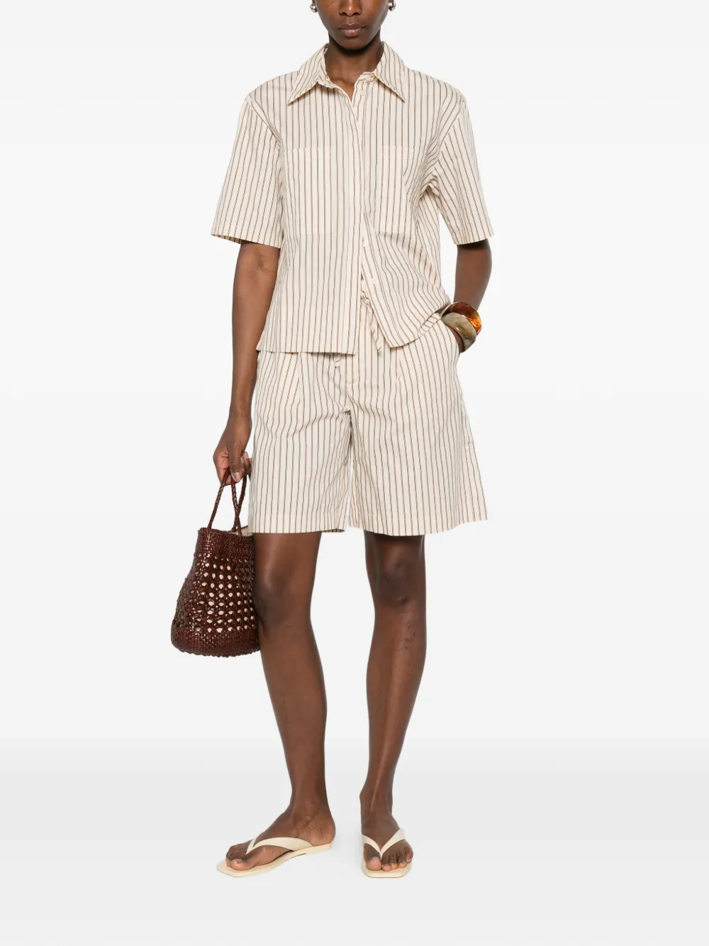  Yerse Striped Drawstring-fastening Shorts - Neutrals 