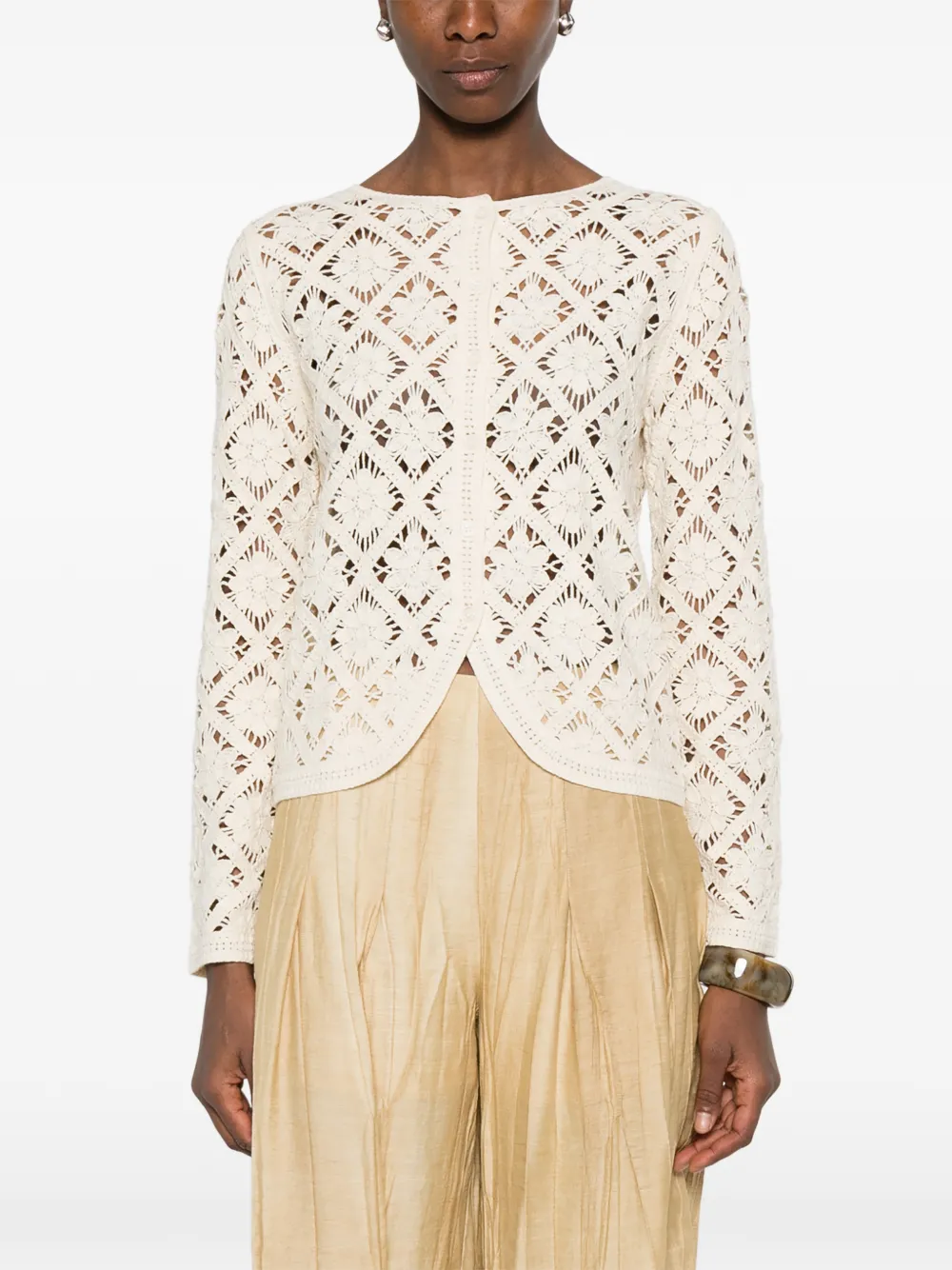  Yerse Openwork Knit Cardigan - Neutrals 