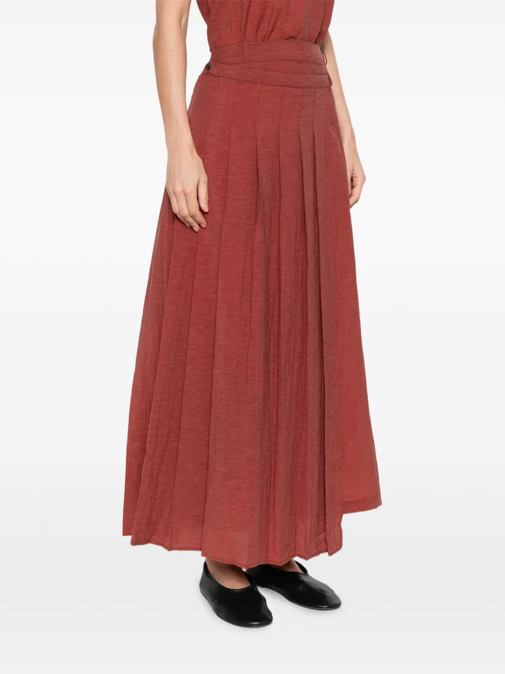  Yerse Pleated Midi Skirt - Red 