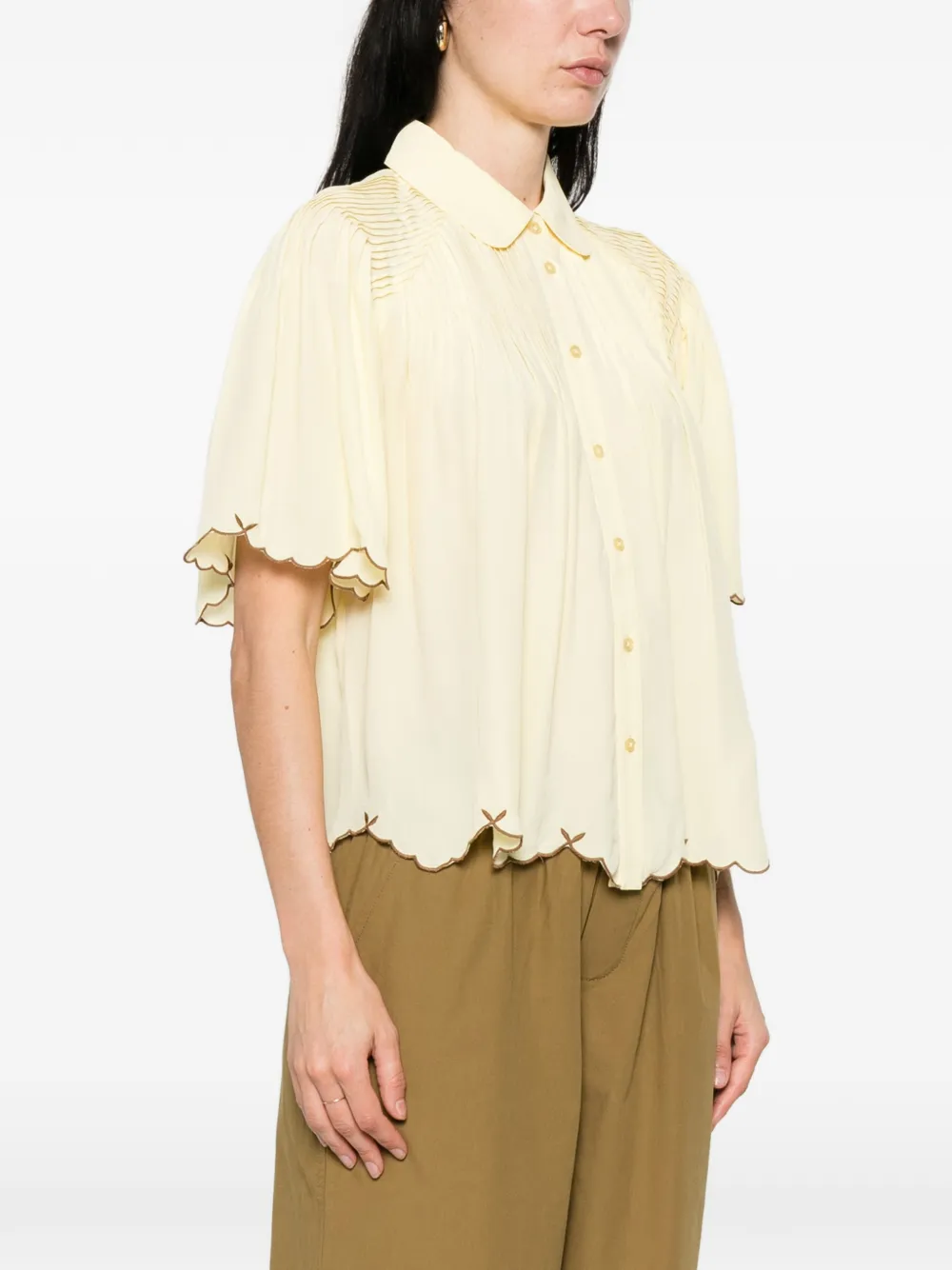  Yerse Scalloped Shirt - Yellow 