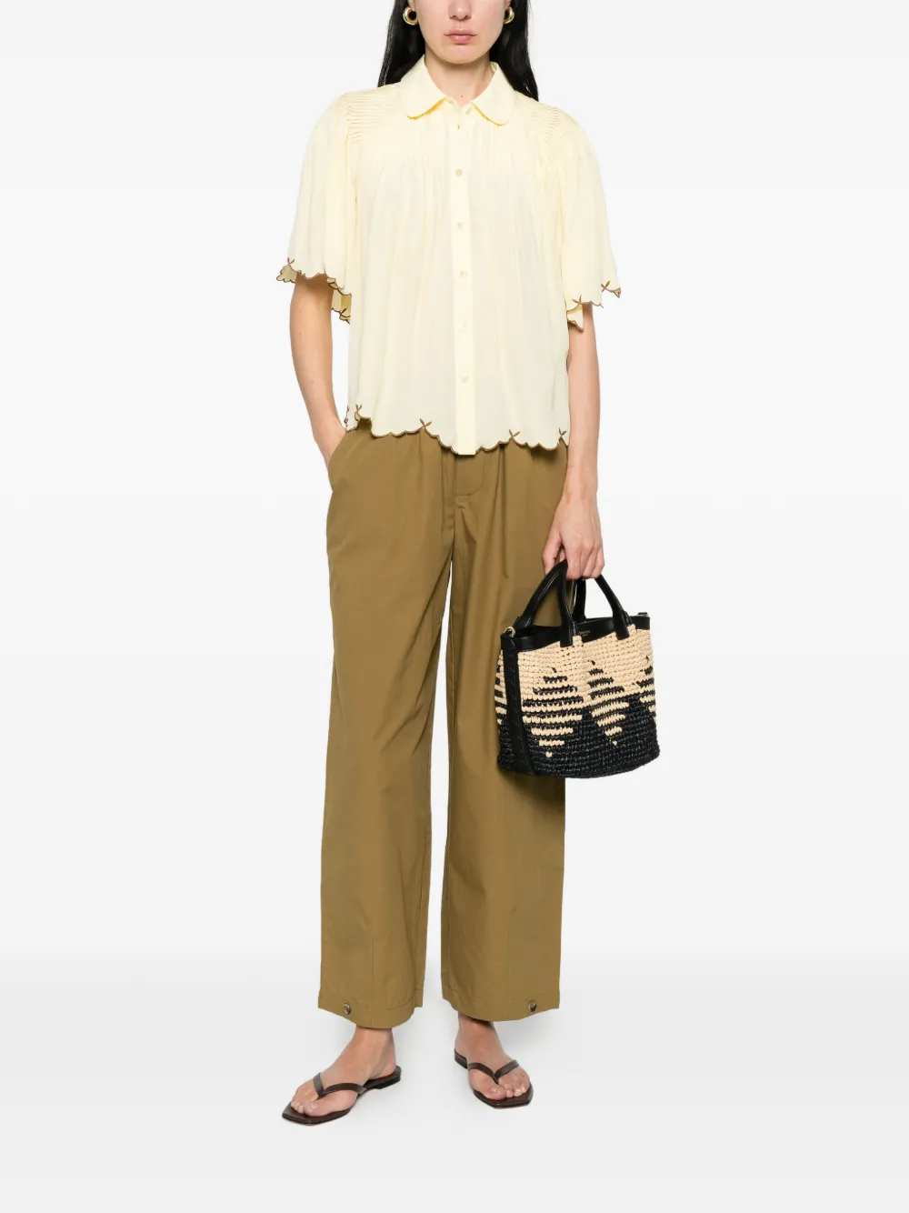  Yerse Scalloped Shirt - Yellow 