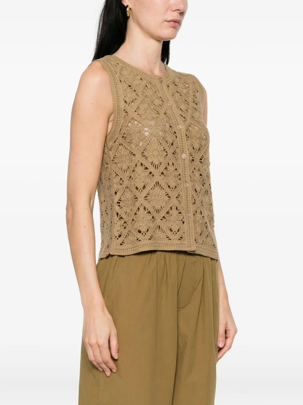  Yerse Floral Crochet Cardigan - Green 