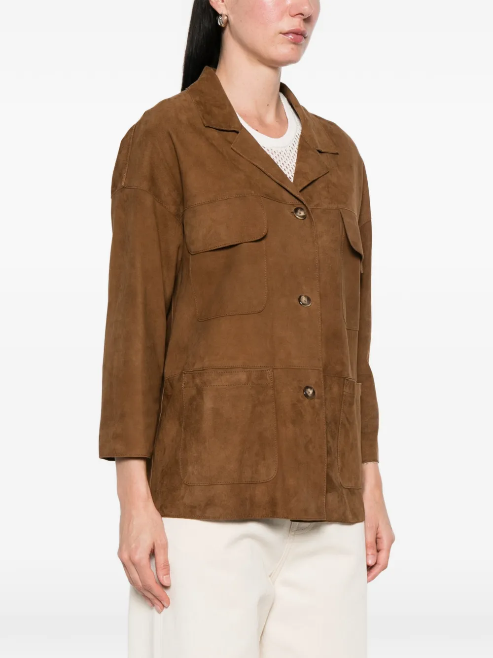  The Jackie Leathers Suede Jacket - Brown 