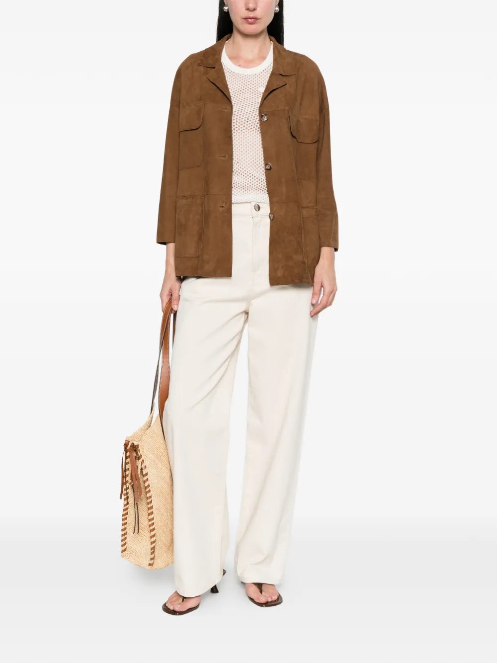  The Jackie Leathers Suede Jacket - Brown 