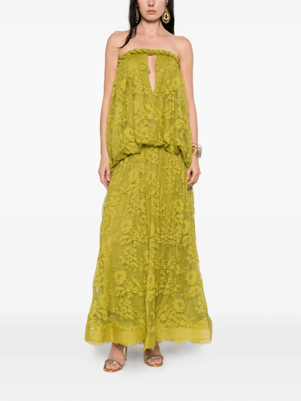 ZIMMERMANN Luna bandeau avondjurk met kant Groen