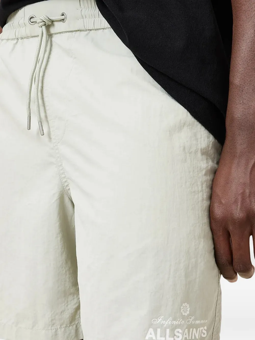 AllSaints Soleil zwembroek met trekkoord en logoprint Beige