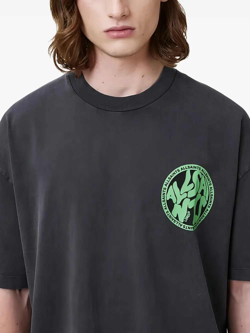 AllSaints T-shirt met logoprint Grijs