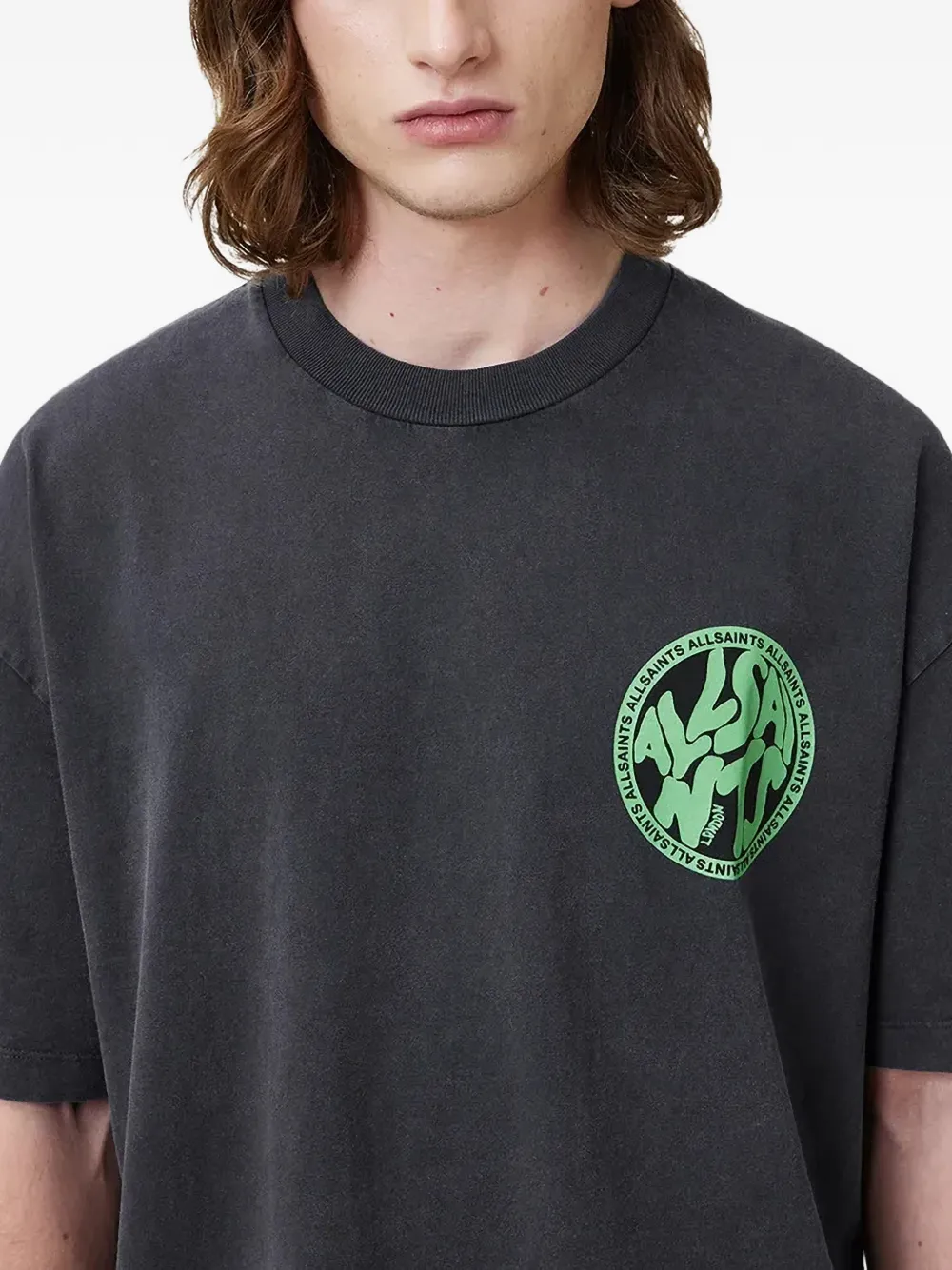 AllSaints T-shirt met logoprint Grijs