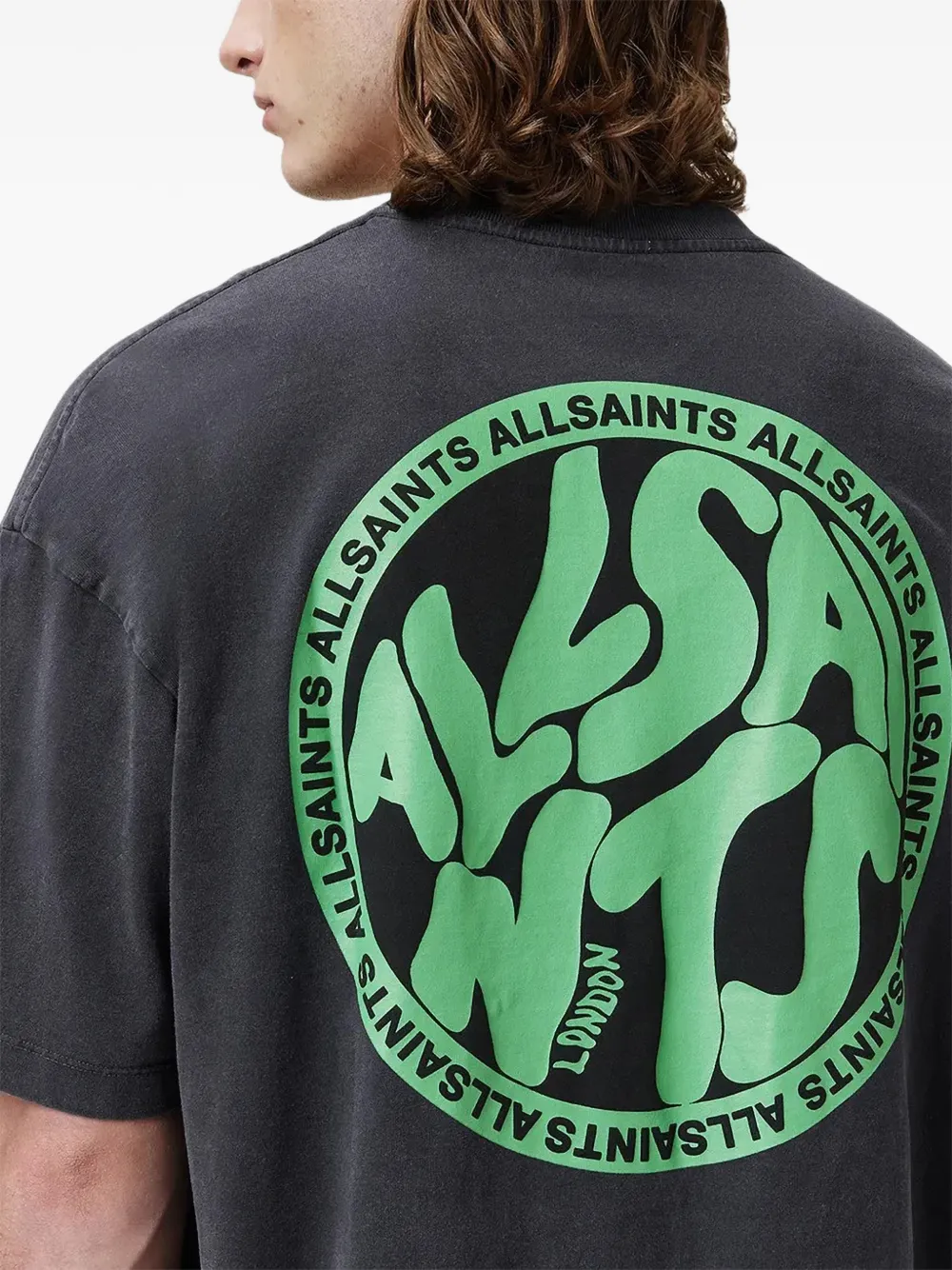 AllSaints T-shirt met logoprint Grijs