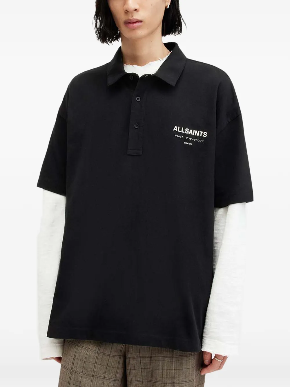 AllSaints Underground poloshirt met korte mouwen Zwart