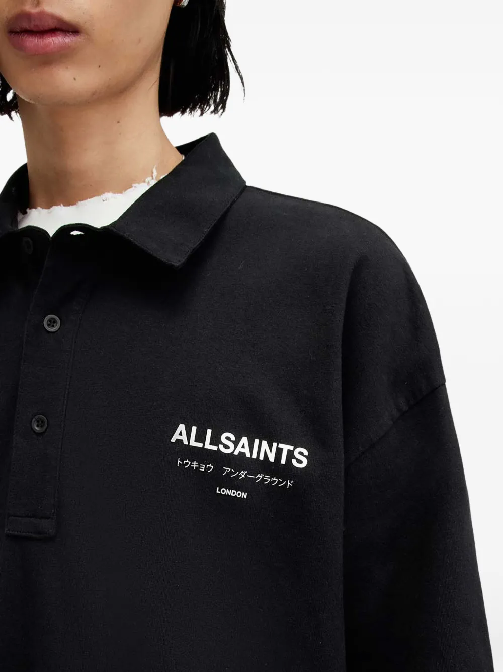 AllSaints Underground poloshirt met korte mouwen Zwart