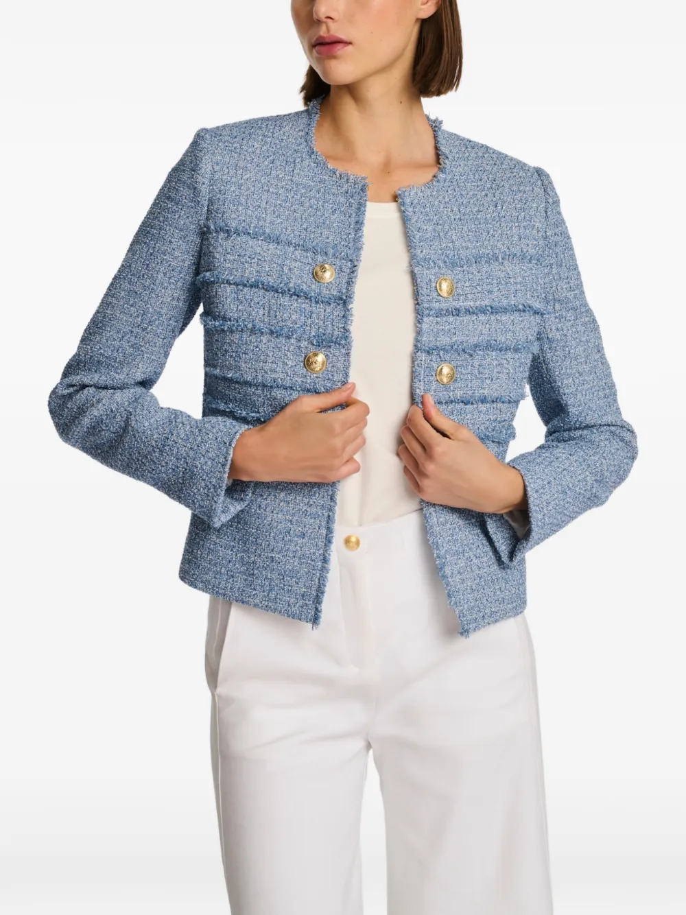  Weill Paris Fringed Tweed Jacket - Blue 