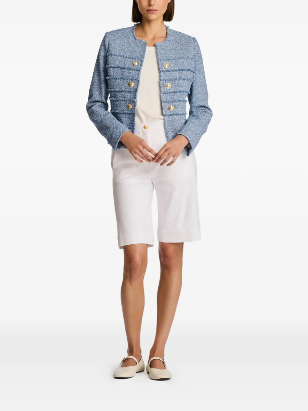  Weill Paris Fringed Tweed Jacket - Blue 