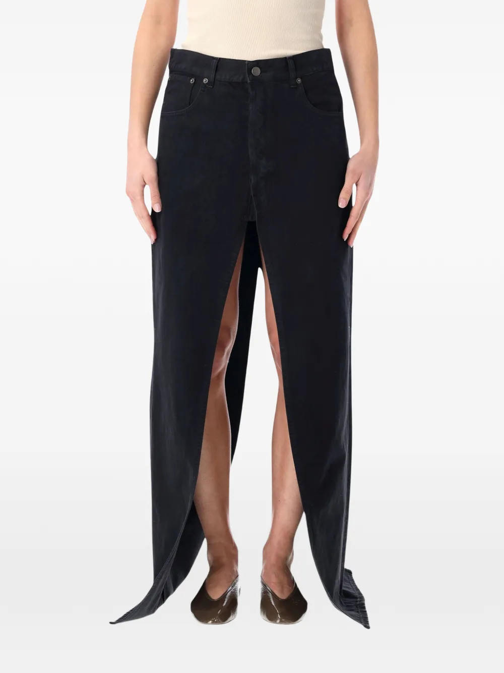 Haikure Gana slit skirt - Nero