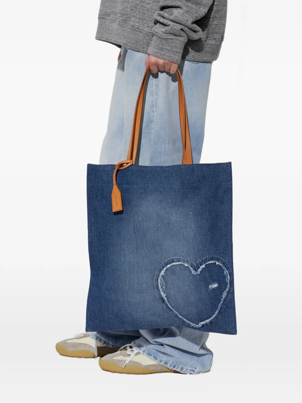 Moschino heart-appliqué tote bag - Blu