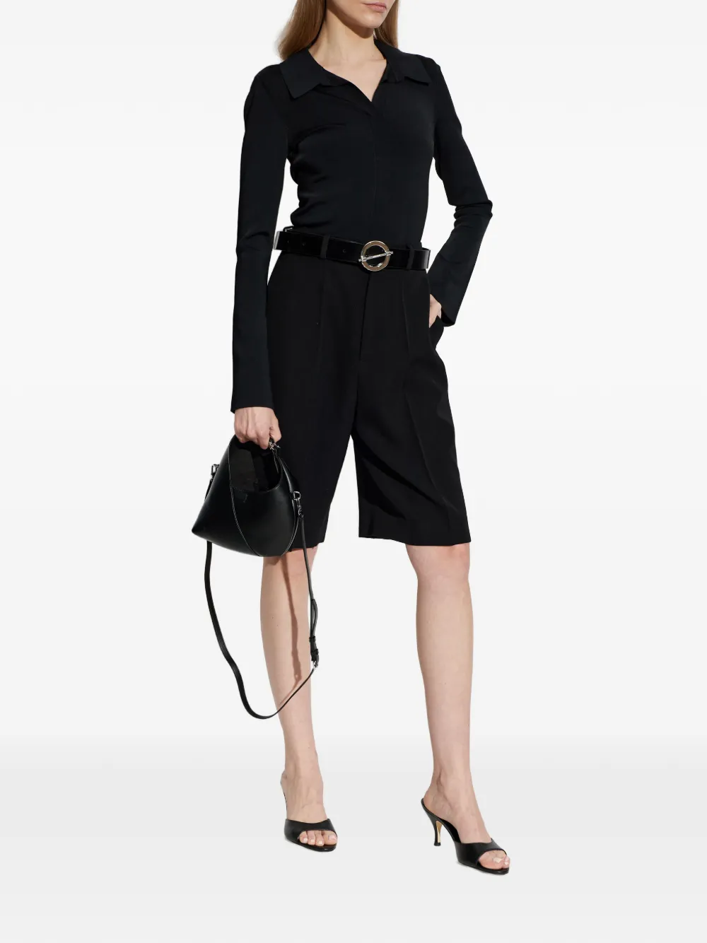  Alexander Wang Long-sleeve Polo-collar Blouse - Black 