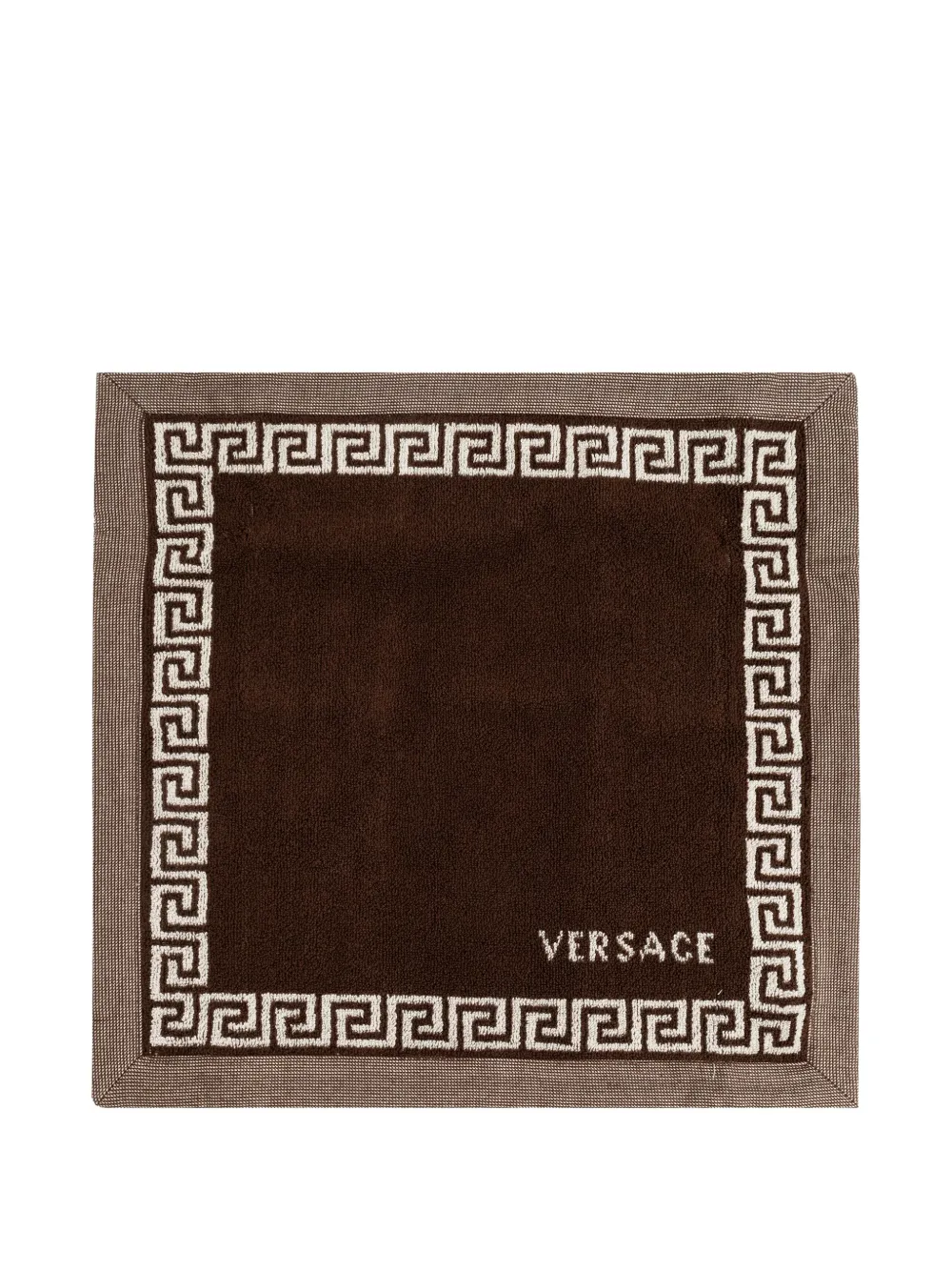Versace Home geometric-border bath towel - Marrone
