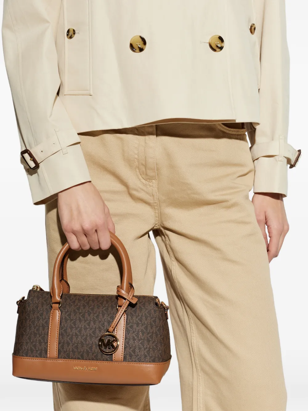 Michael Kors Kleine shopper met logo-bedel Bruin