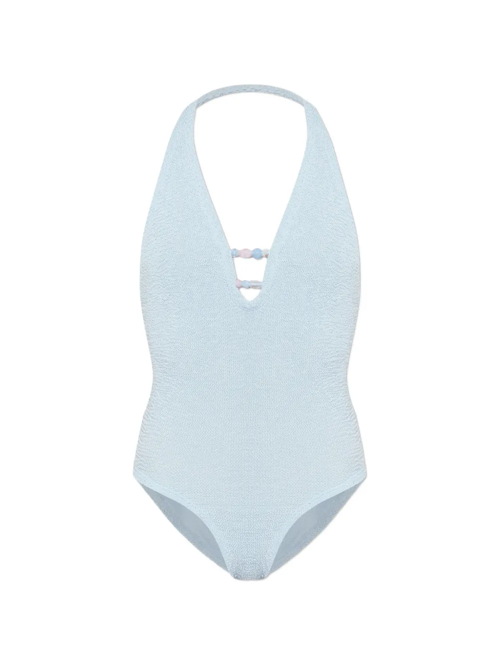 Hunza G Adriana beaded crinkle swimsuit - Blu
