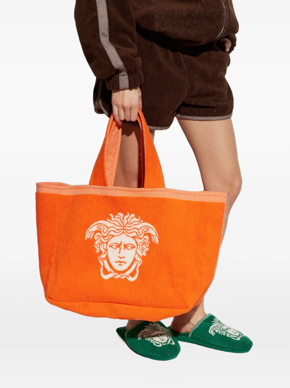 Versace Medusa badstof strandtas met jacquard Oranje
