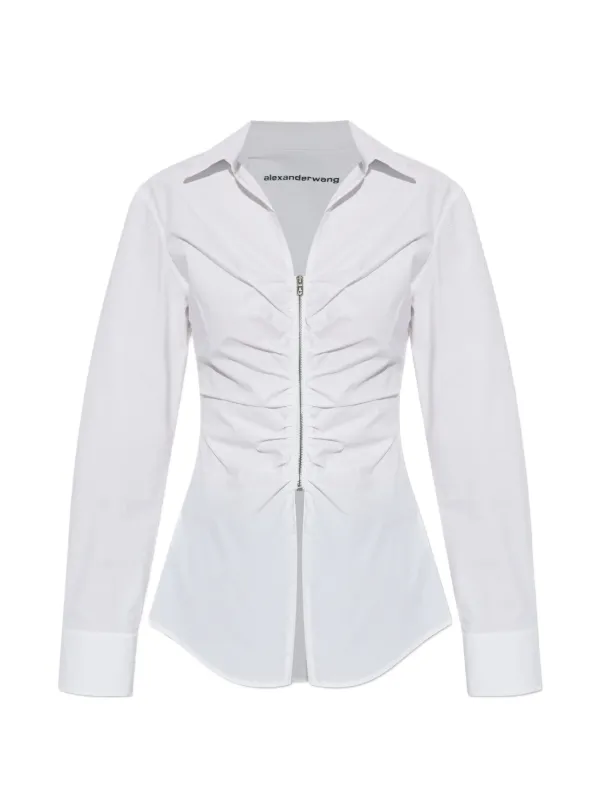 alexander wang ホワイト長袖シャツ M Alexander Wang zip-up Shirt | White | FARFETCH
