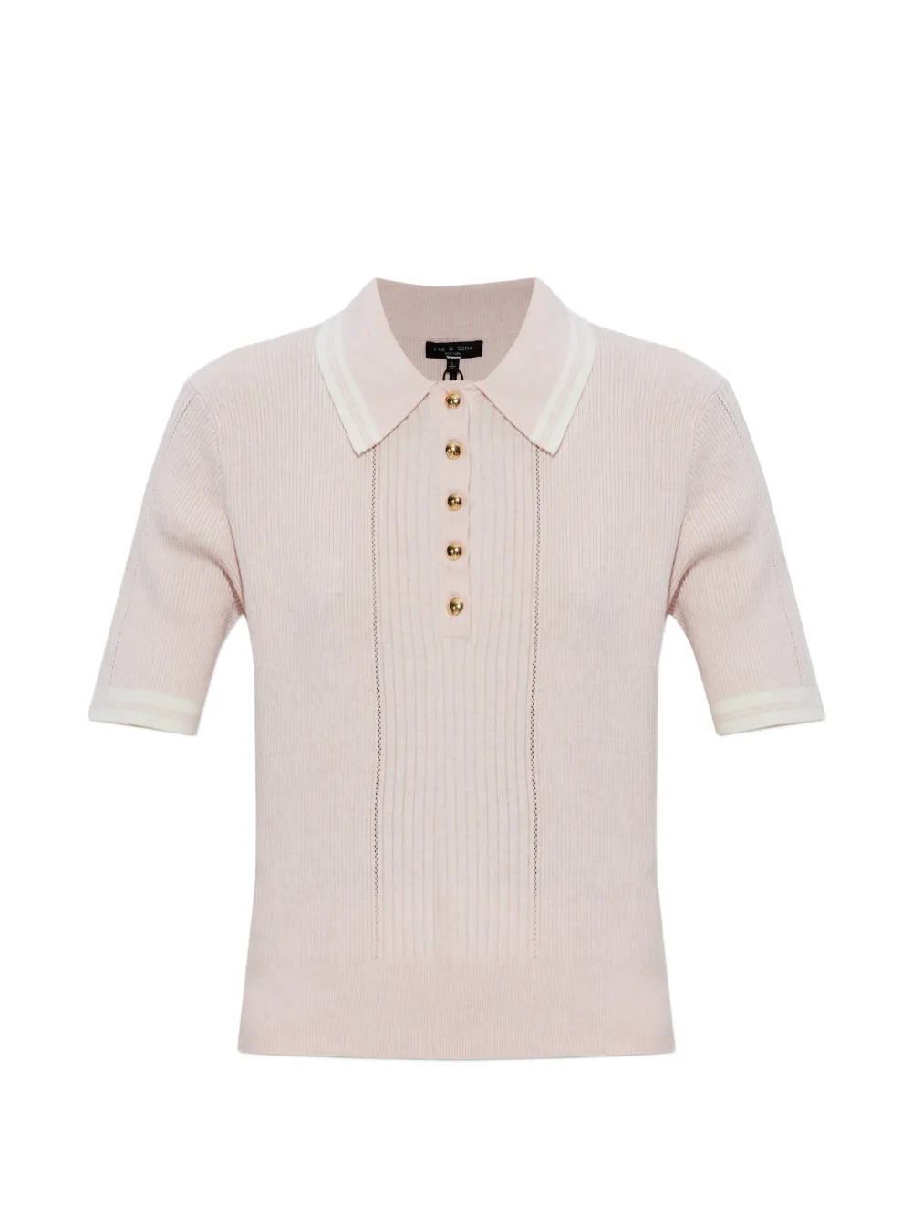 rag & bone Laurie ribbed button polo top - Rosa