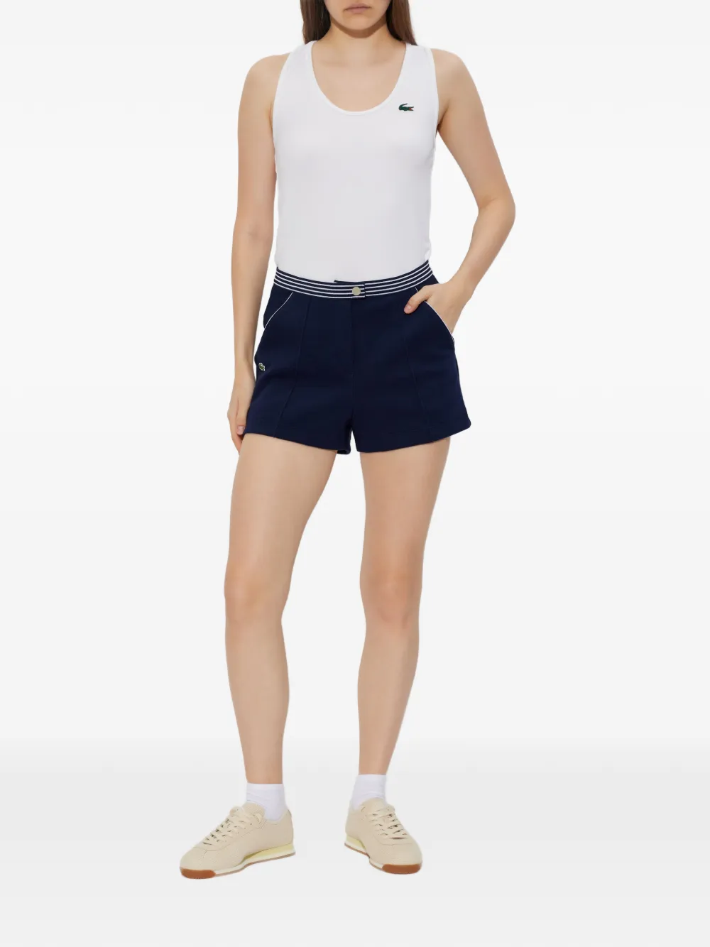  Lacoste Striped-edge Shorts - Blue 