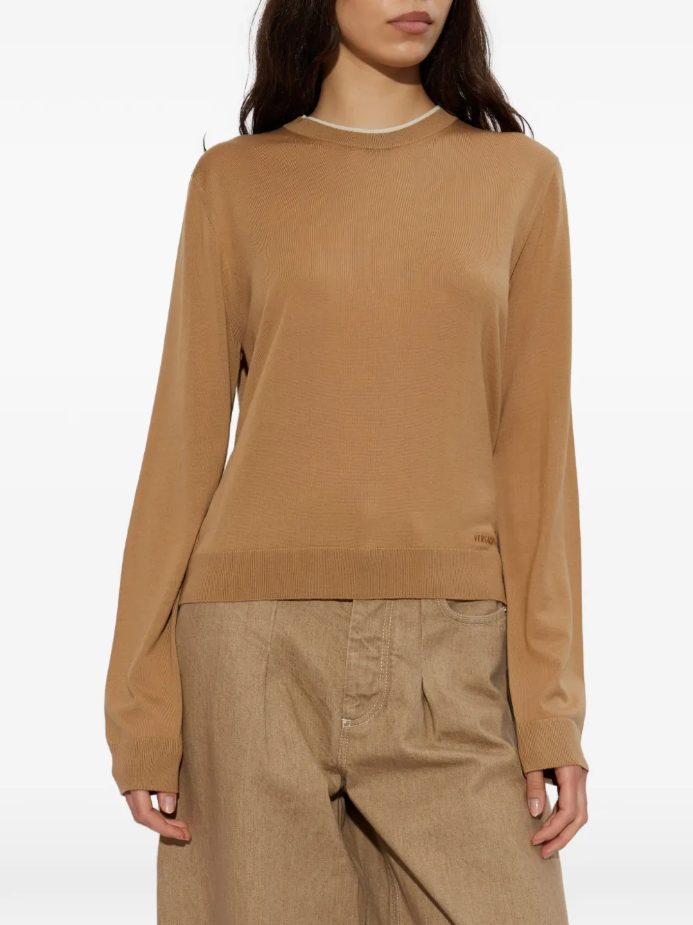  Versace Logo-embroidered Jumper - Neutrals 