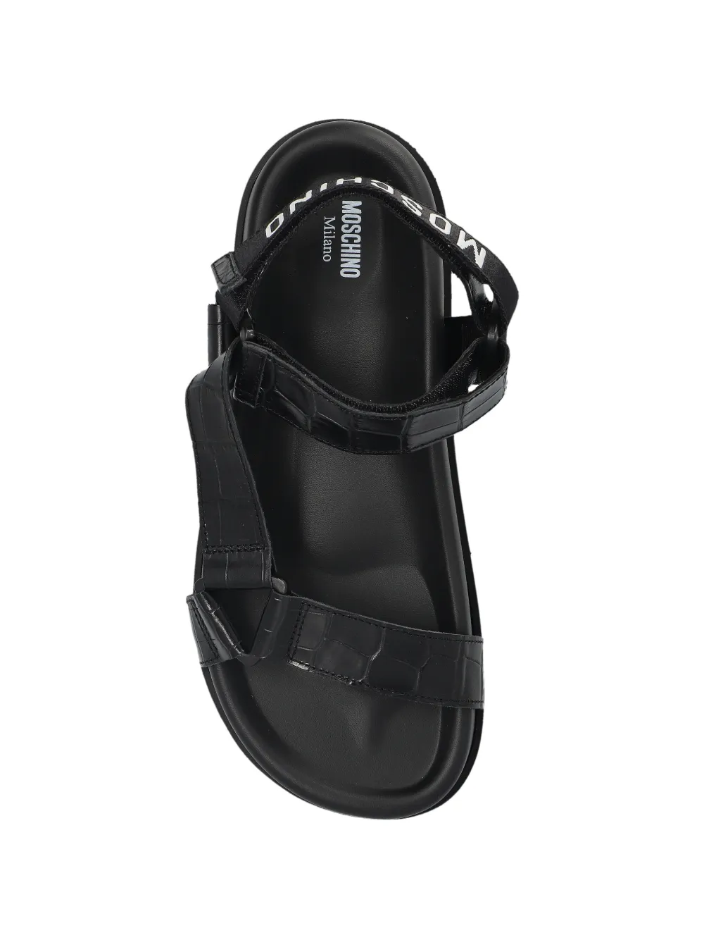 Moschino crocodile-embossed sandals Zwart