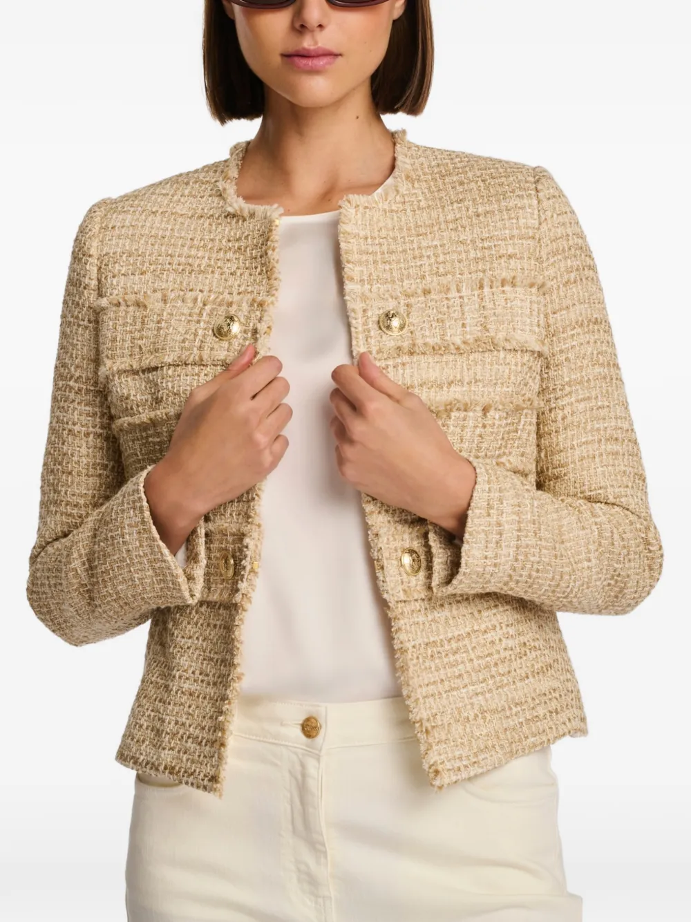  Weill Paris Fringed Tweed Jacket - Neutrals 