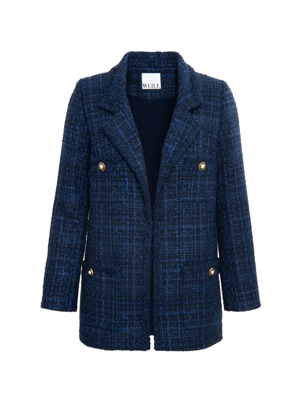 WEILL PARIS tweed trim-detail blazer - Blu